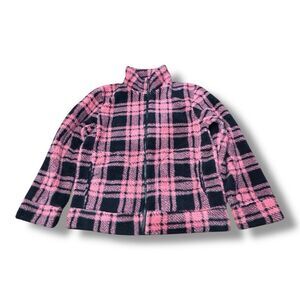 Roper Fleece Full Zip Pockets Pink Black Plaid Outdoor Farm Western Women’s Sz M